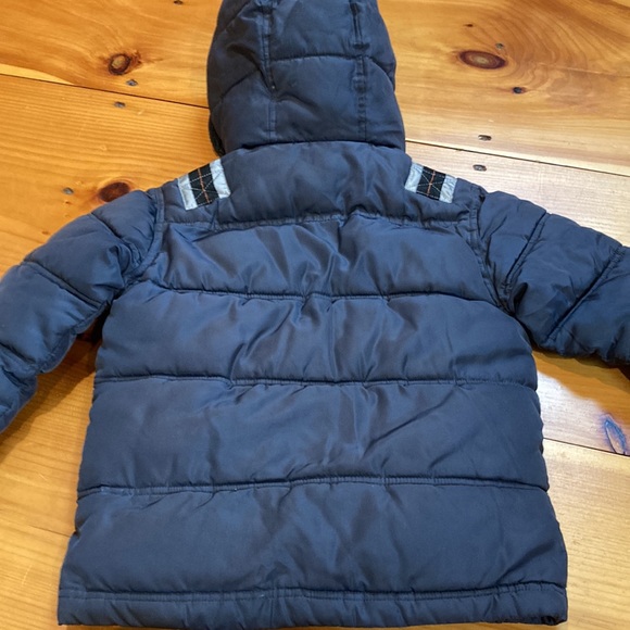 DIESEL Boys 5-6 Blue Puffer Jacket Hooded Ribbed Collar Cuffs Button & Zip - Picture 12 of 16